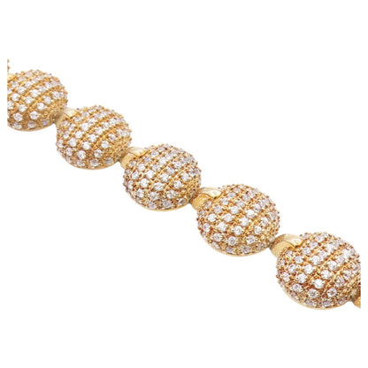 925 Sterling Silver Vintage Bracelet Gold Plated CZ Pave Circle Link  BT12193