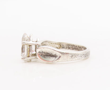 925 Sterling Silver Vintage Ring Designer Drop Cut Topaz  Sz 10  RG29124