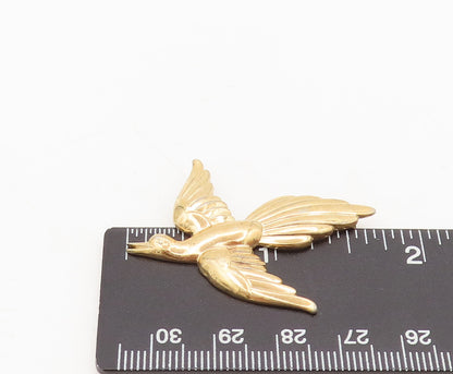 FORSTNER 925 Silver  Vintage Gold Plated Carved Flying Bird Brooch Pin BP10474