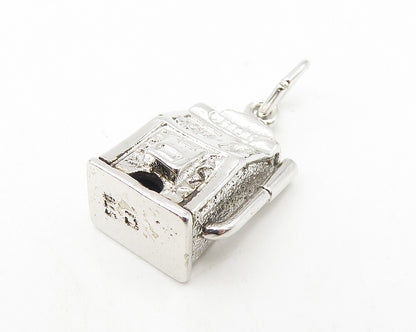 925 Sterling Silver  Vintage Petite Shiny Slot Machine Drop Pendant  PT9331
