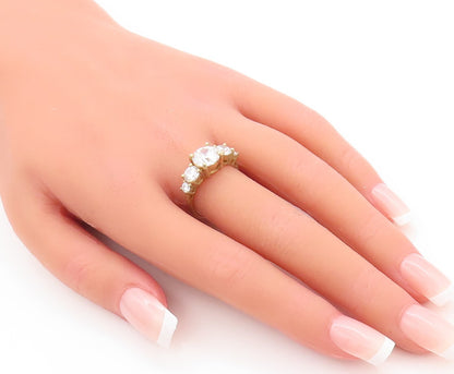 925 Sterling Silver Vintage Ring Gold Plated CZ Wedding Ring  Sz 7  RG29629