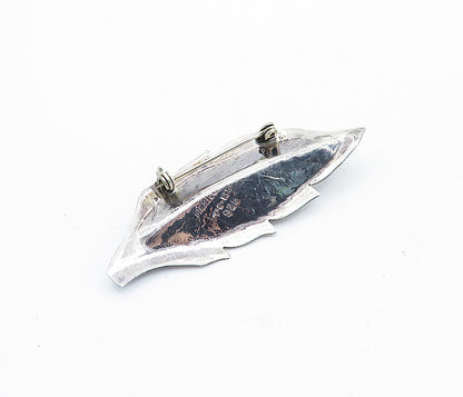 MEXICO 925 Sterling Silver  Vintage Oxidized Floral Leaf Brooch Pin  BP2729