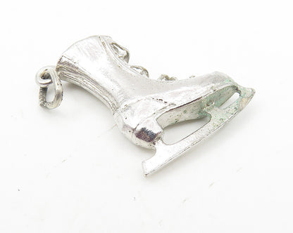 925 Sterling Silver  Vintage Shiny Petite Ice Skate Drop Pendant  PT8230