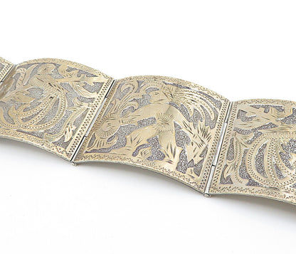 925 Silver & 18K Gold   Vintage Shiny Storyteller Chain Bracelet  BT2853