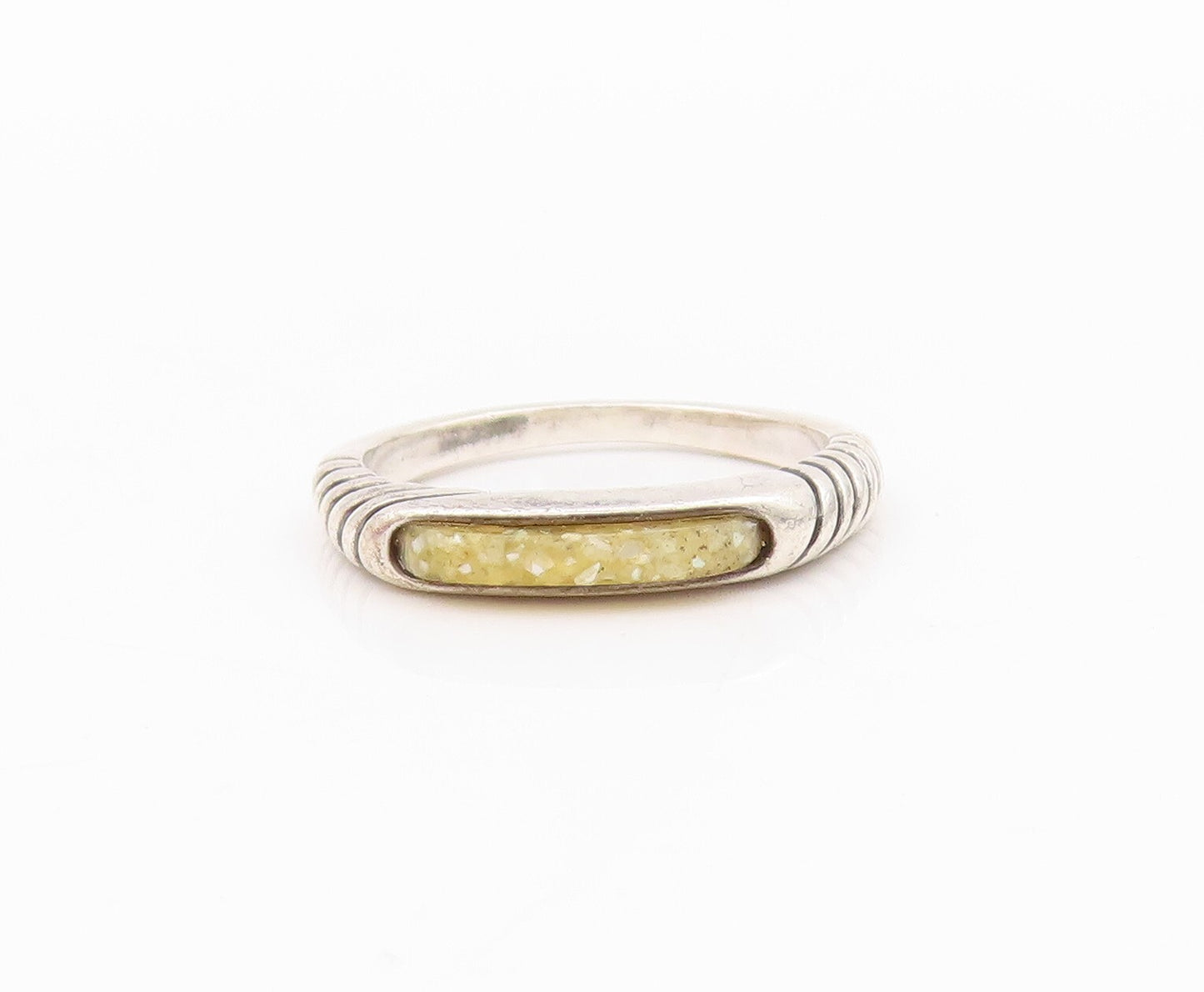 925 Sterling Silver Vintage Ring CAROLYN POLLACK Grooved Gemstone  Sz 5  RG31754