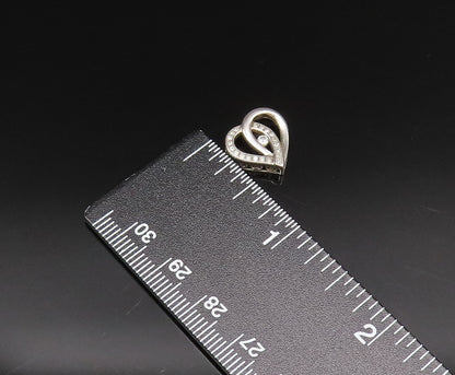 925 Silver  Vintage Dainty Genuine Diamonds Love Heart Charm Pendant  PT21378