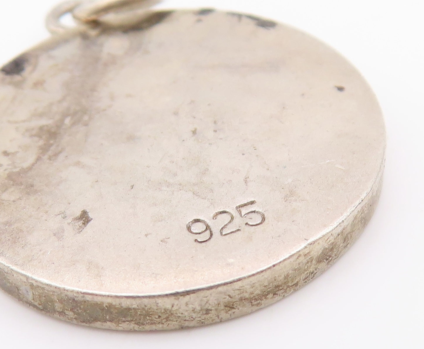 925 Sterling Silver Vintage Pendant A Teal Awareness Ribbon Design  PT24327