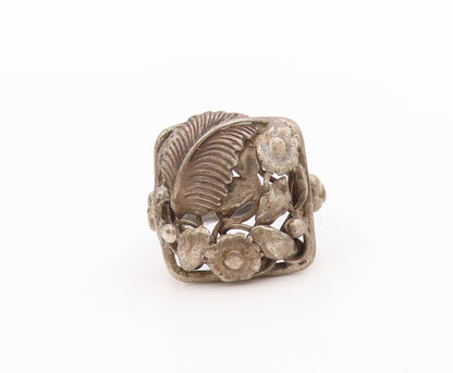 925 Sterling Silver Vintage Ring Dark Tone Antique Floral Design  Sz 5.5 RG33348