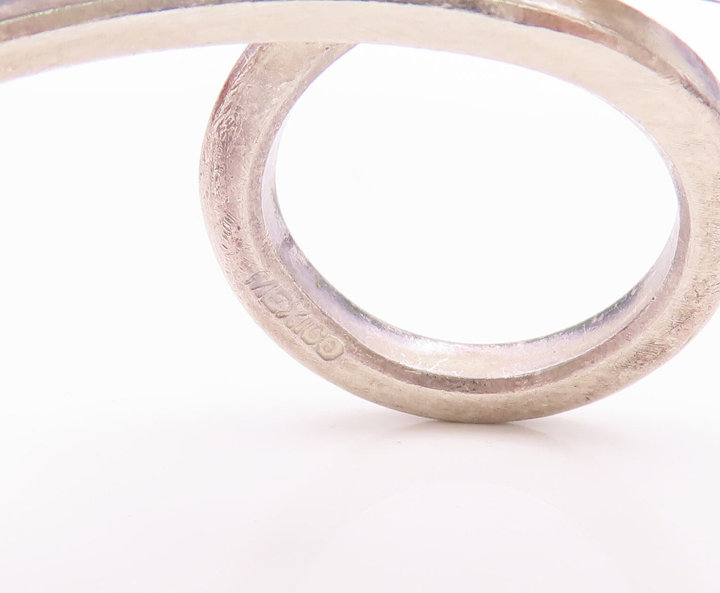 925 Sterling Silver Vintage Bracelet MEXICO Cutout Swirled Loop Cuff  BT10350