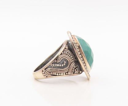 925 Sterling Silver Vintage Ring Oval Cut Gemstone Swirly Carved  Sz 9.5 RG30226