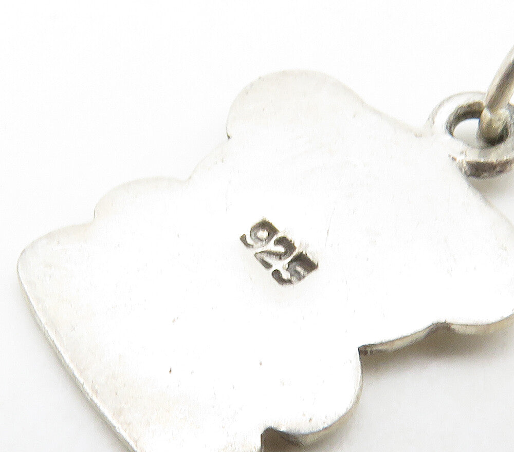 925 Sterling Silver  Vintage Shiny Petite Teddy Bear Motif Pendant  PT12876
