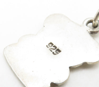 925 Sterling Silver  Vintage Shiny Petite Teddy Bear Motif Pendant  PT12876
