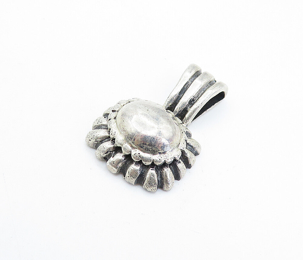 MEXICO 925 Silver  Vintage Hollow Fluted Oval Square Dome Drop Pendant  PT5114