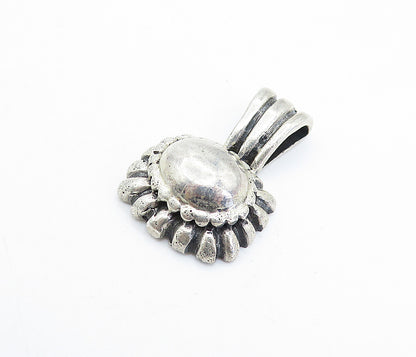 MEXICO 925 Silver  Vintage Hollow Fluted Oval Square Dome Drop Pendant  PT5114