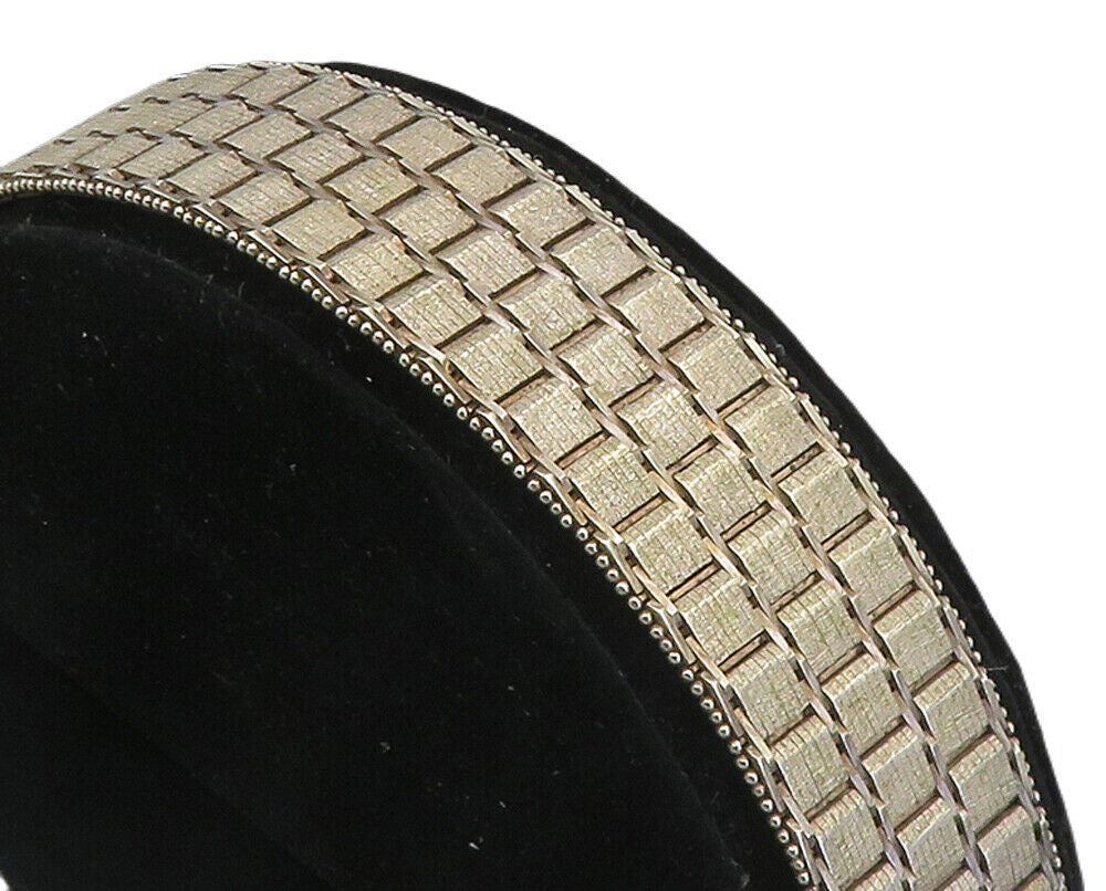 925 Sterling Silver Vintage Textured Square Link Flat Chain Bracelet  BT3985