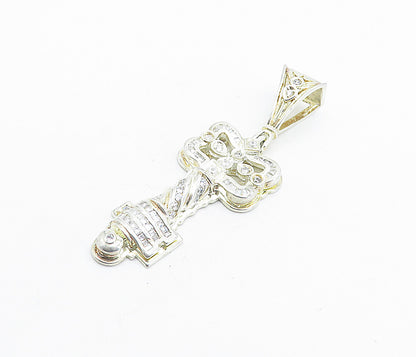 925 Sterling Silver  Vintage Cubic Zirconia Shiny Key Motif Pendant  PT4831