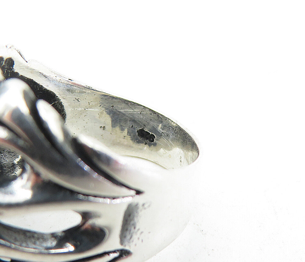 925 Sterling Silver  Vintage Sculpted Wolf's Head Band Ring Sz 9  RG5373