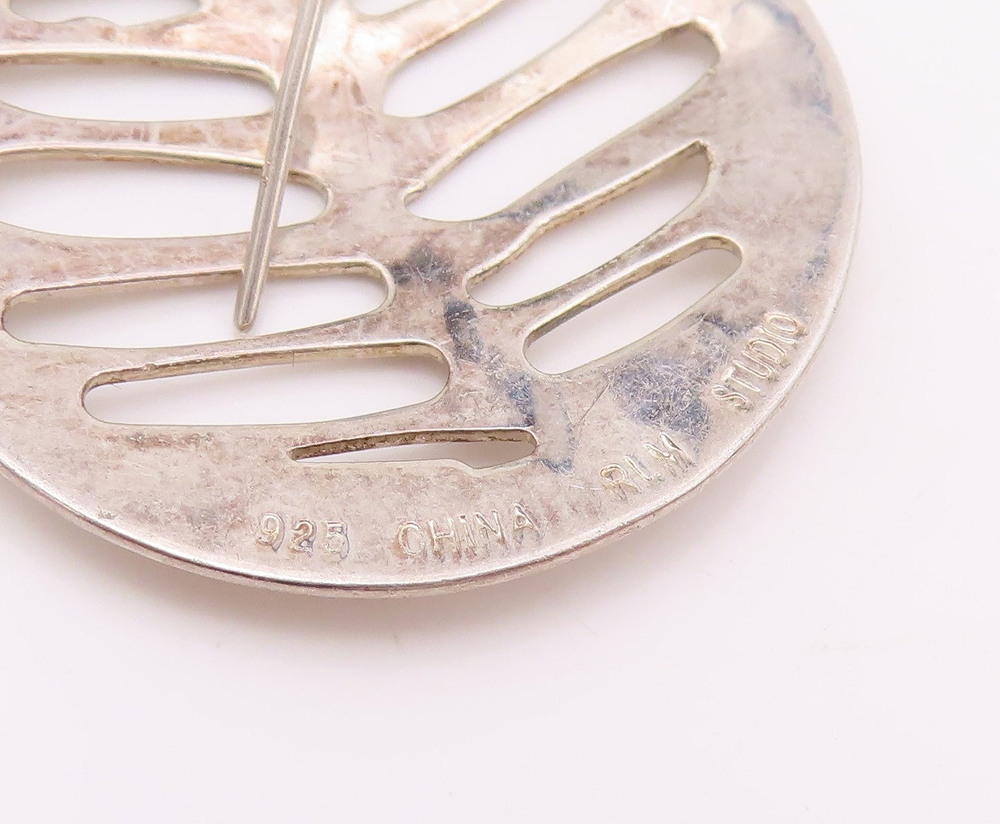925 Sterling Silver Vintage Earrings RLM Cutout Ribs Design Coin  EG13627