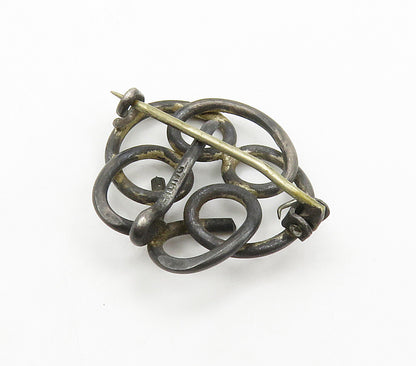 925 Sterling Silver  Vintage Antique Pretzel Swirl Oxidized Brooch Pin  BP6106