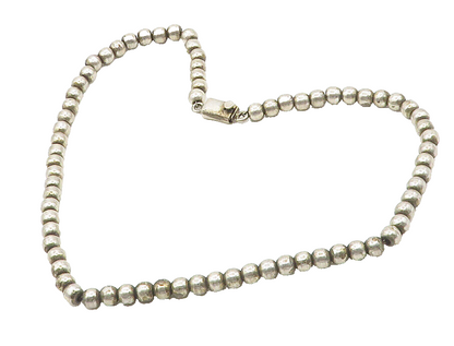 MEXICO 925 Sterling Silver  Vintage Minimalist Beaded Chain Necklace  NE2549