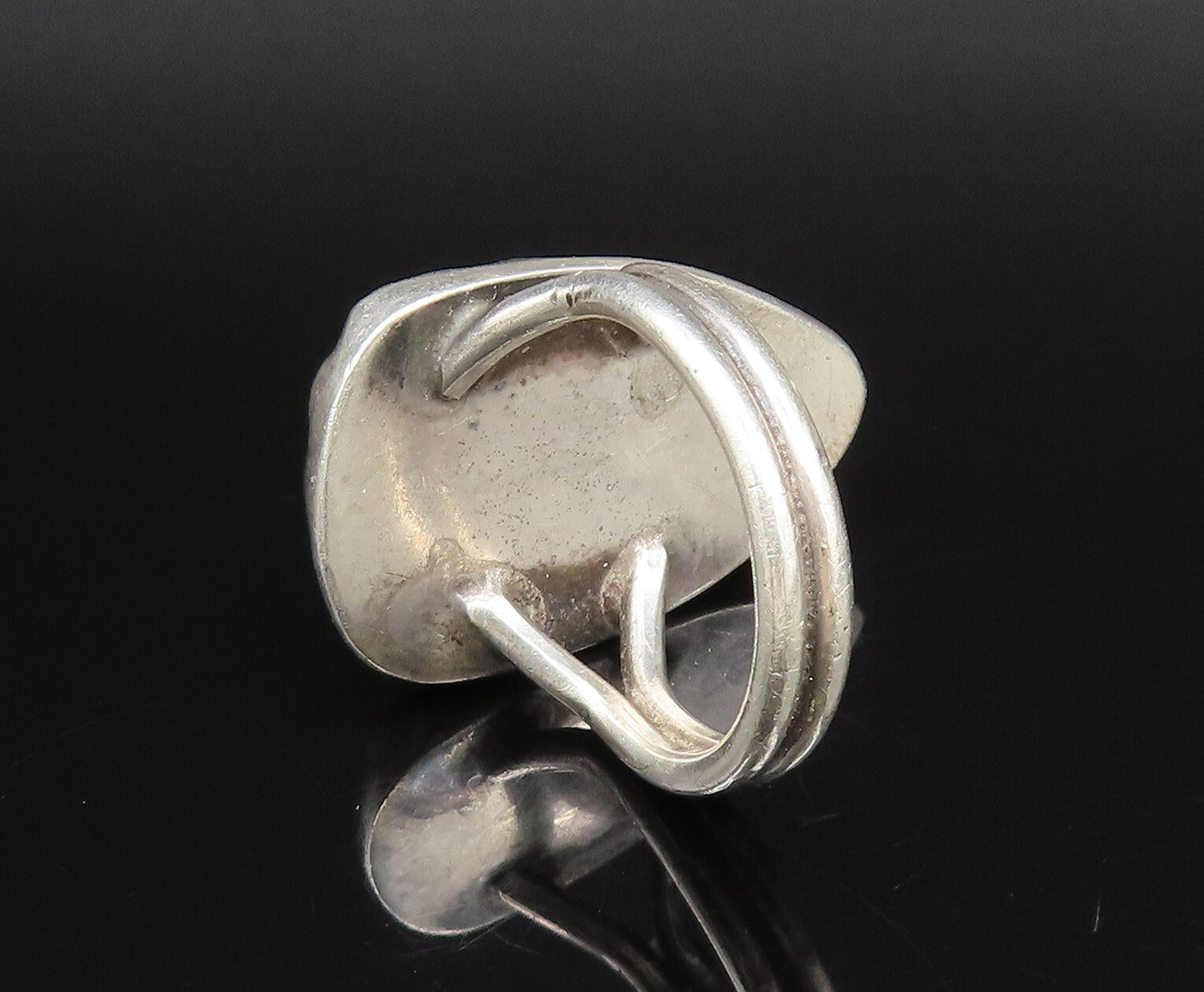 925 Sterling Silver Vintage Carved Warrior Face Jade Ring Sz 8 RG26118