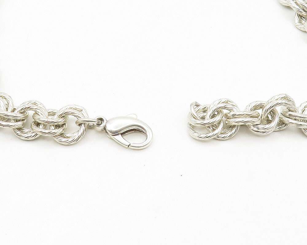 925 Sterling Silver  Vintage Heavy Shiny Circle Link Chain Necklace  NE2845