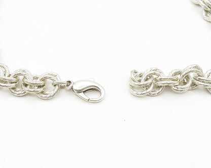 925 Sterling Silver  Vintage Heavy Shiny Circle Link Chain Necklace  NE2845