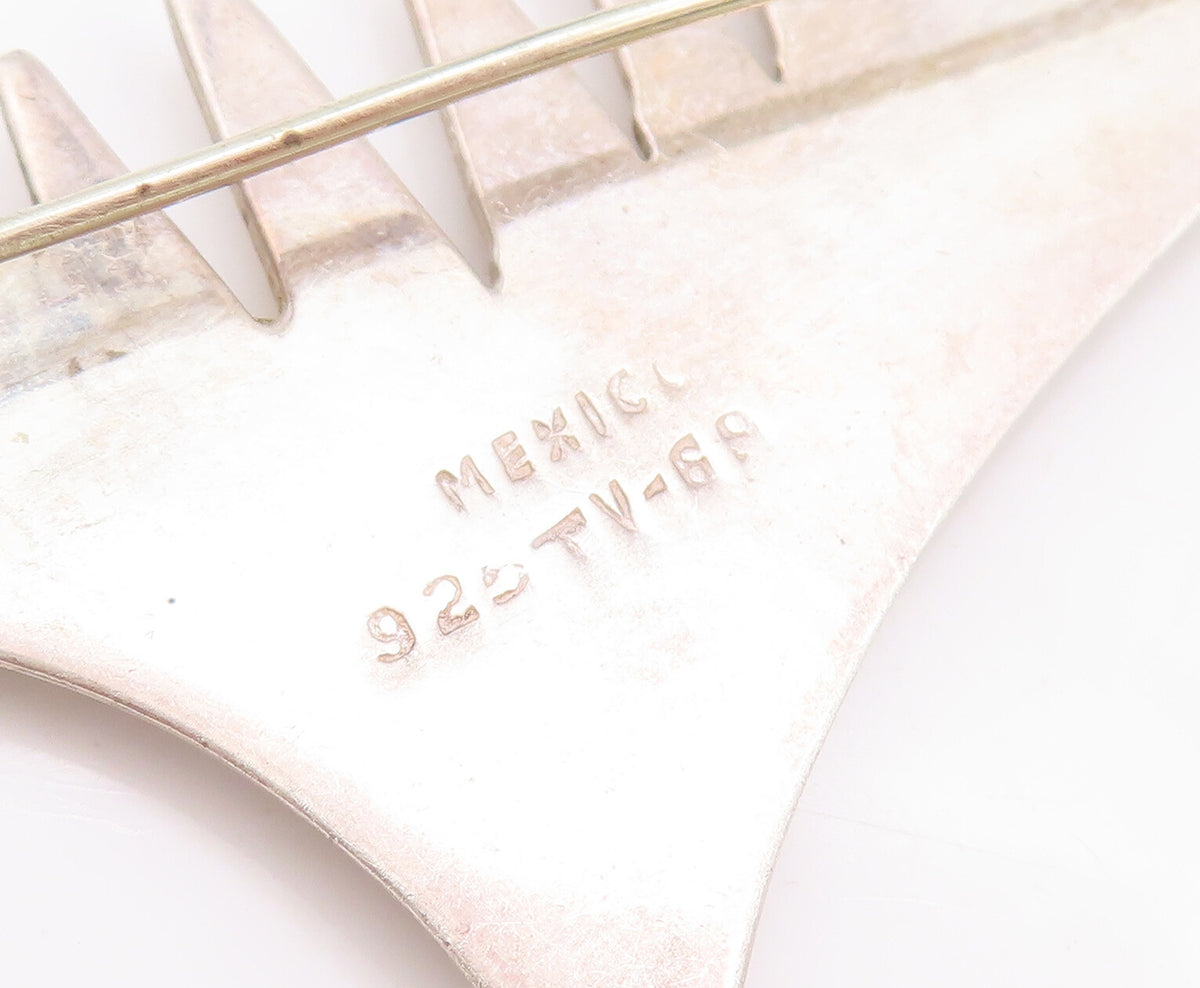 925 Sterling Silver Vintage Brooch Pin MEXICO Designer Spikey Cutout  BP11057