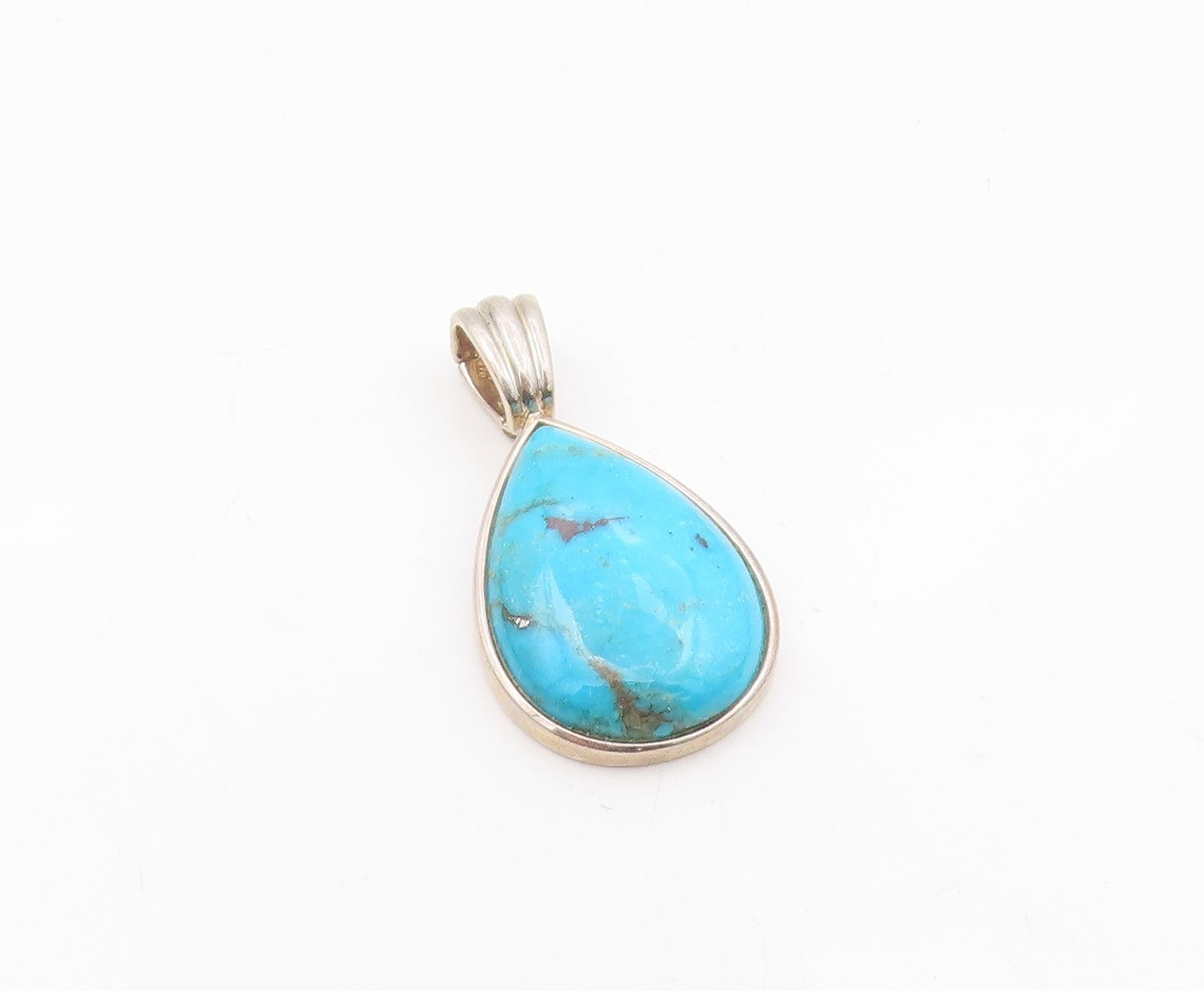 WHITNEY KELLY 925 Silver  Vintage Pear Shaped Turquoise Drop Pendant  PT20193