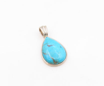 WHITNEY KELLY 925 Silver  Vintage Pear Shaped Turquoise Drop Pendant  PT20193