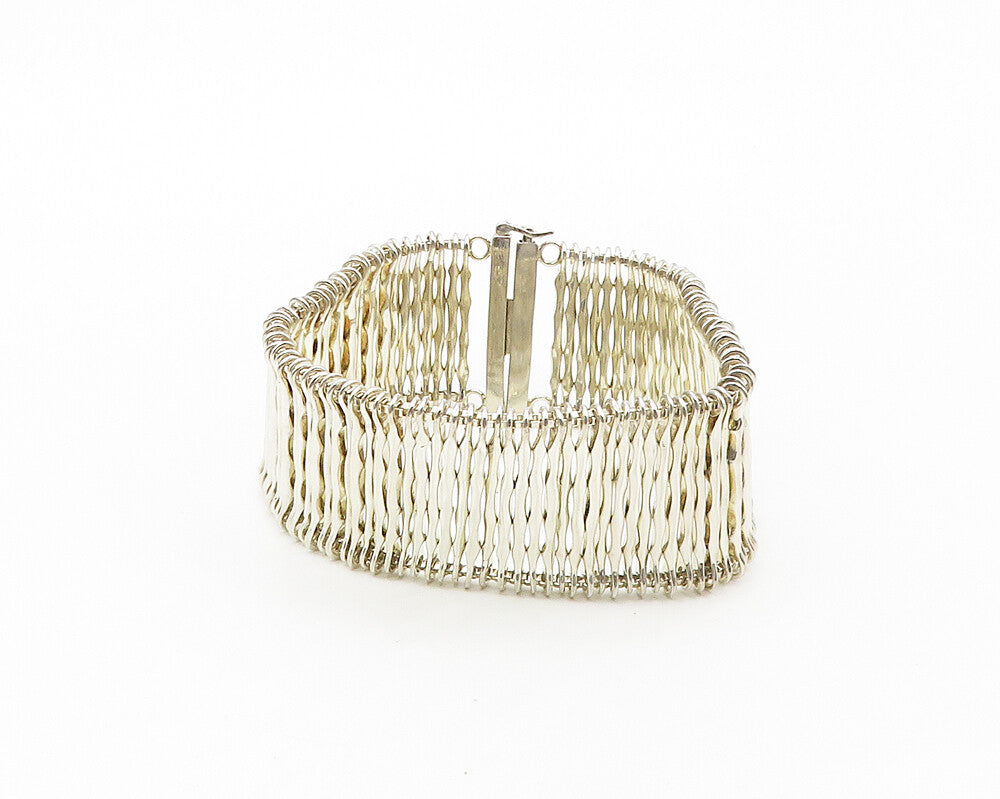 DAVID SIGAL 925 Sterling Silver  Vintage Shiny Bar Link Chain Bracelet  BT6758