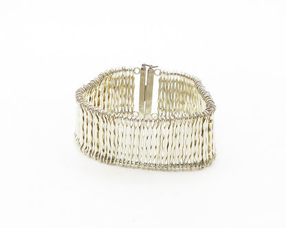 DAVID SIGAL 925 Sterling Silver  Vintage Shiny Bar Link Chain Bracelet  BT6758