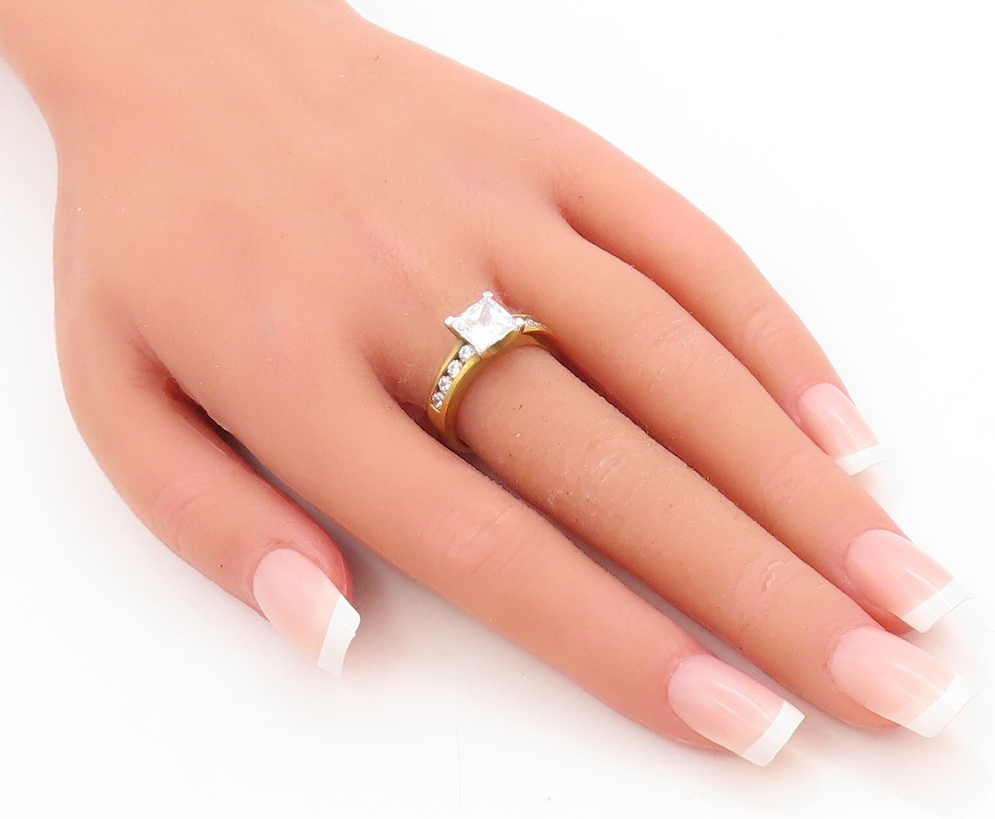 925 Sterling Silver Vintage Ring Gold Plated Minimalist CZ Inlay  Sz 7  RG30544