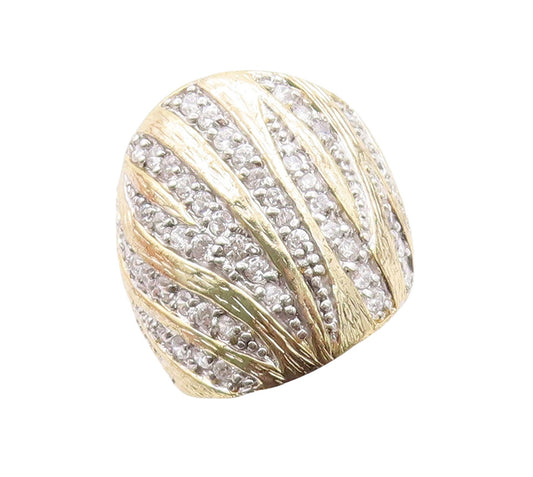 925 Sterling Silver Vintage Ring KABANA Dark Tone Cutout Topaz  Sz 9.5  RG31917