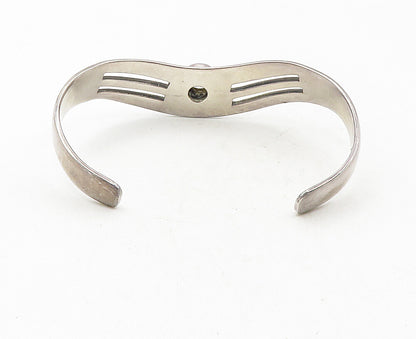 MEXICO 925 Sterling Silver  Vintage Cubic Zirconia Cutout Cuff Bracelet BT4128