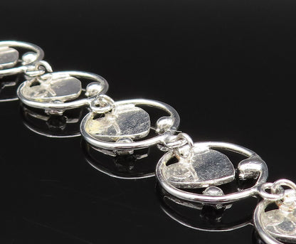 925 Silver  Vintage Textured Love Heart & Cubic Zirconia Chain Bracelet BT9505