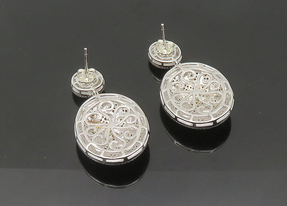 925 Sterling Silver  Vintage Genuine Yellow Diamonds Dangle Earrings  EG10501