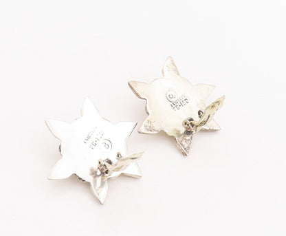925 Sterling Silver Vintage Earrings BERNICE GOODSPEED Puffed Flower  EG13079