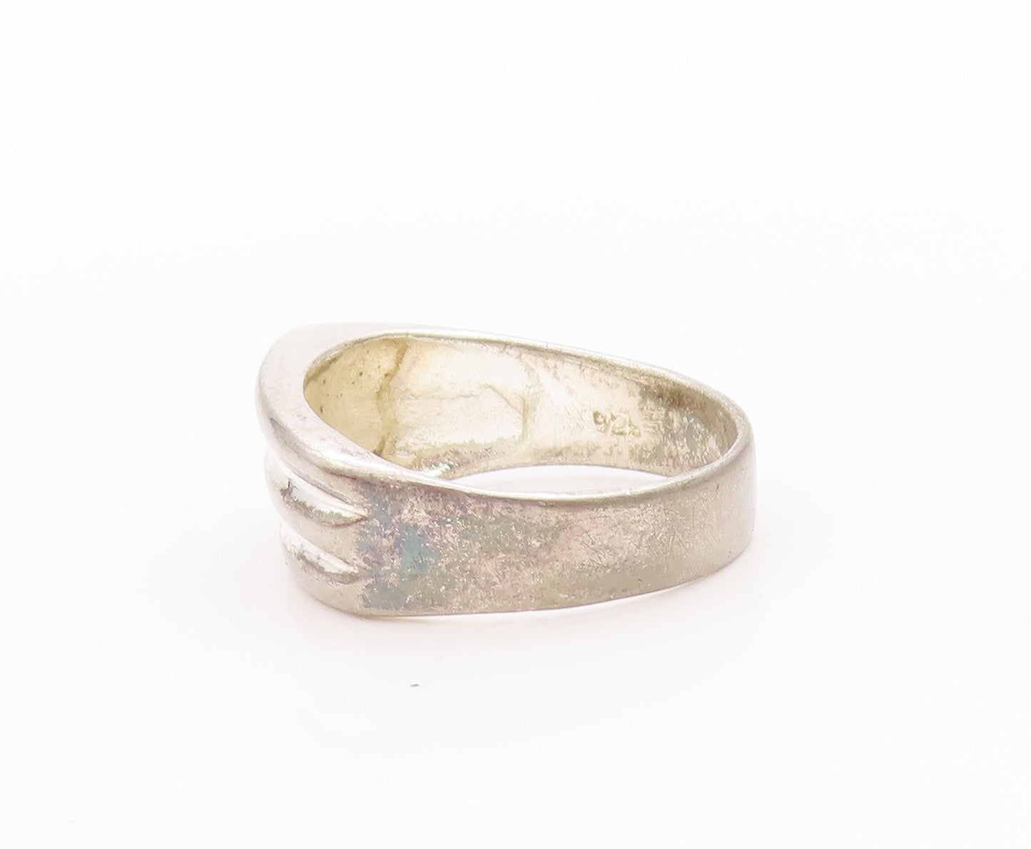 925 Sterling Silver Vintage Ring Minimalist Grooved Design  Sz 8  RG33353