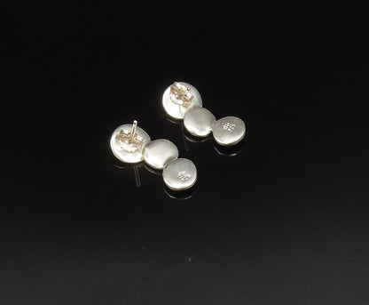 DESIGNER 925 Silver  Vintage Modernist Carved Three Circle Earrings  EG12017