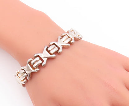 925 Sterling Silver Vintage Bracelet Multiple X Style Linked  BT10596