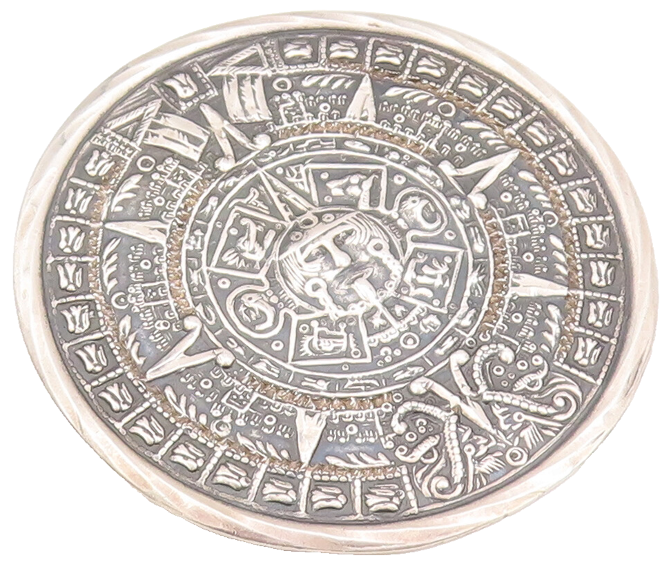 925 Sterling Silver Vintage Brooch Pin MEXICO Large Celtic Calendar  BP10955