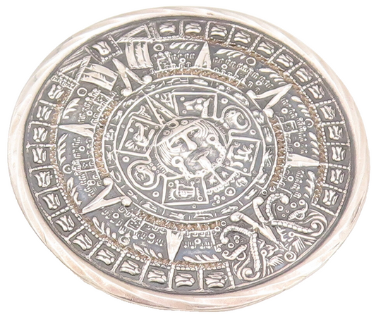 925 Sterling Silver Vintage Brooch Pin MEXICO Large Celtic Calendar  BP10955