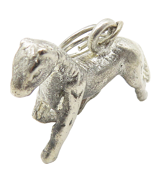 925 Sterling Silver  Vintage Petite Dark Tone Galloping Horse Pendant  PT8469