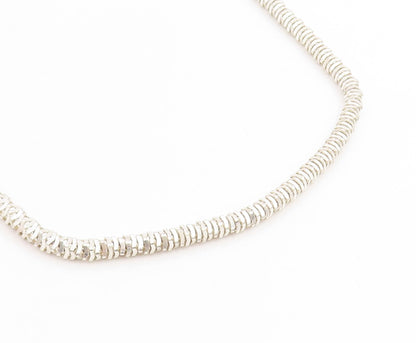 925 Sterling Silver Vintage Necklace Modernist Solid Coiled Rope Chain  NE4794