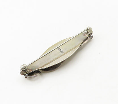 925 Sterling Silver  Vintage Shiny Floral Leaf Swirl Motif Brooch Pin  BP6472