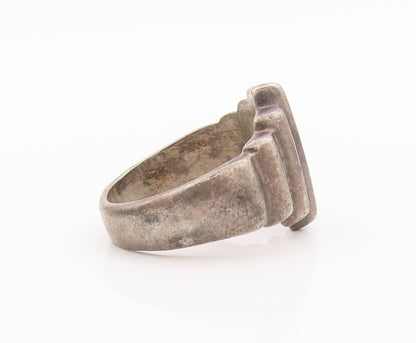 925 Sterling Silver Vintage Ring MEXICO Antique Rod Design Etched  Sz 9  RG33342