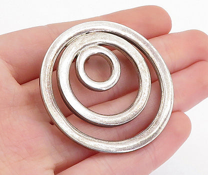 925 Sterling Silver  Vintage Dark Tone Graduated Open Circles Pendant  PT3472