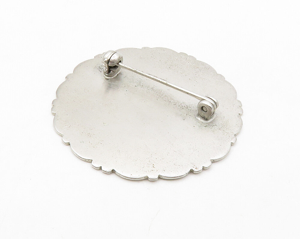 BEAU 925 Sterling Silver  Vintage Shiny Diamond Cut Detail Brooch Pin  BP5220