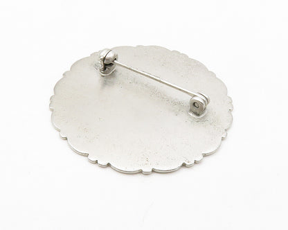 BEAU 925 Sterling Silver  Vintage Shiny Diamond Cut Detail Brooch Pin  BP5220